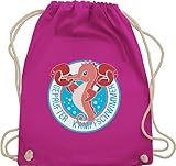 Turnbeutel Rucksack - Kinder Sport Kleidung - Seepferdchen - Unisize - Fuchsia - beutel baumwolle geschenk zum...